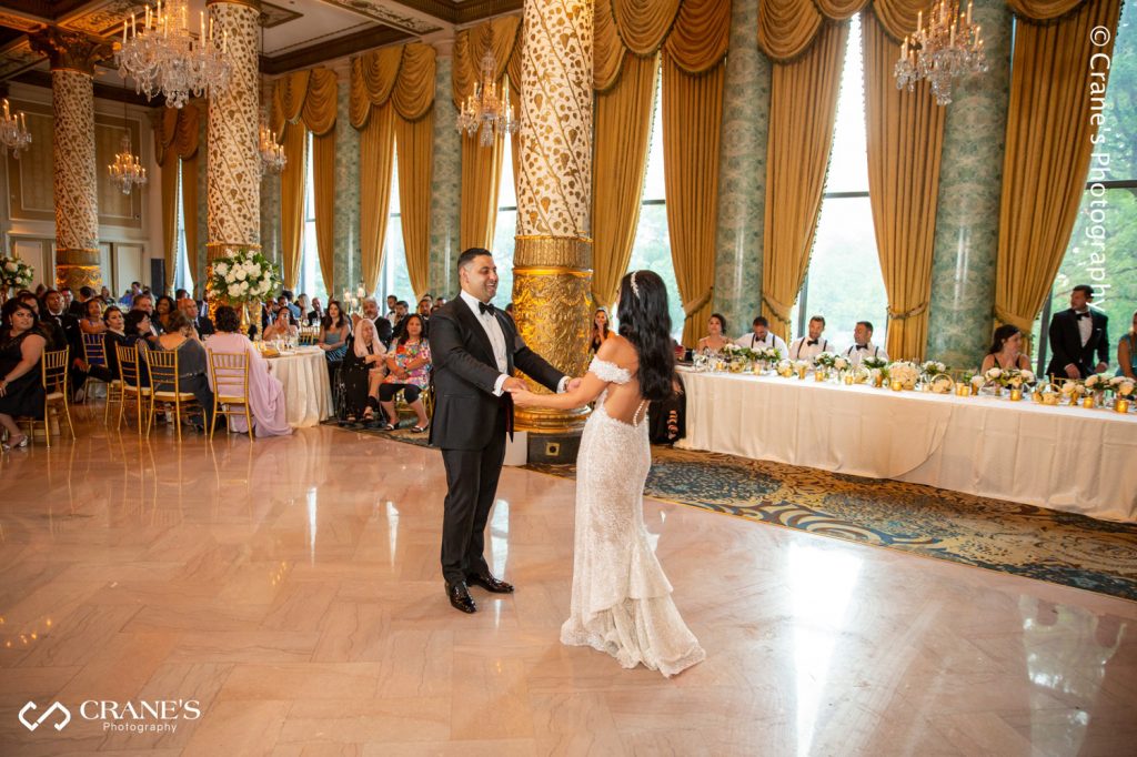 Bride and groom's first dance during their Drake Hotel Chicago wedding