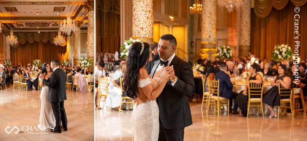 Bride and groom's first dance at The Drake's Gold Coast Room