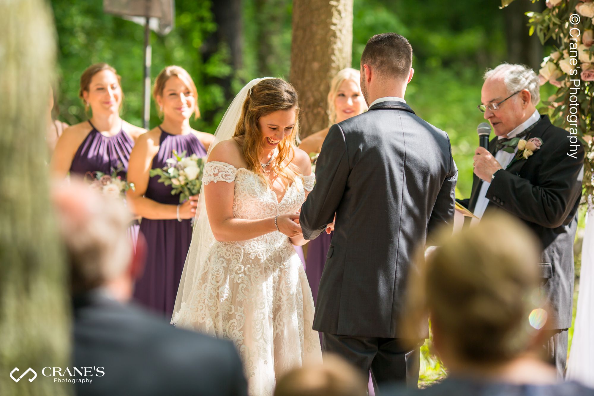An outdoor wedding ceremony at The Swan Barn Door