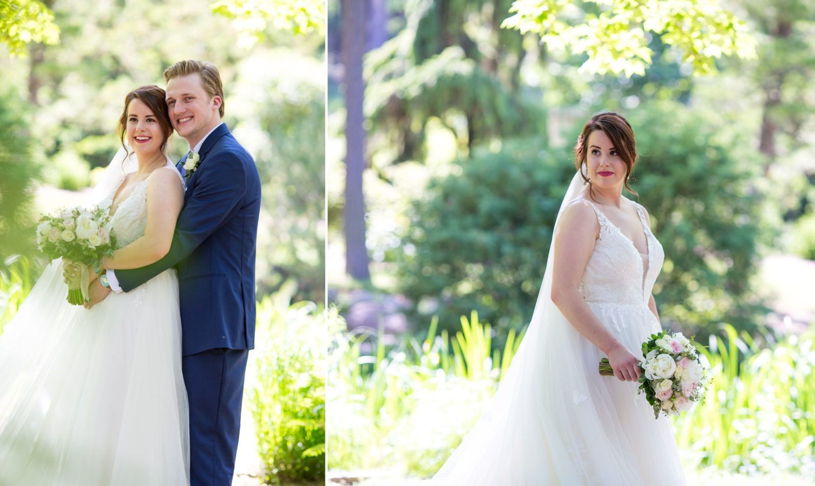 Bride and groom photo session at Fabyan Japanese Garden