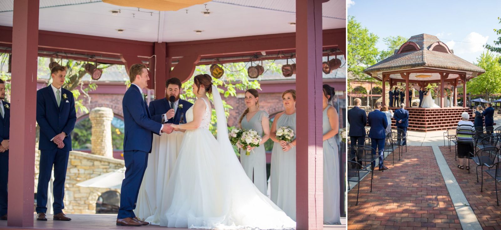 Bride and groom exchange vows at their outdoor wedding ceremony