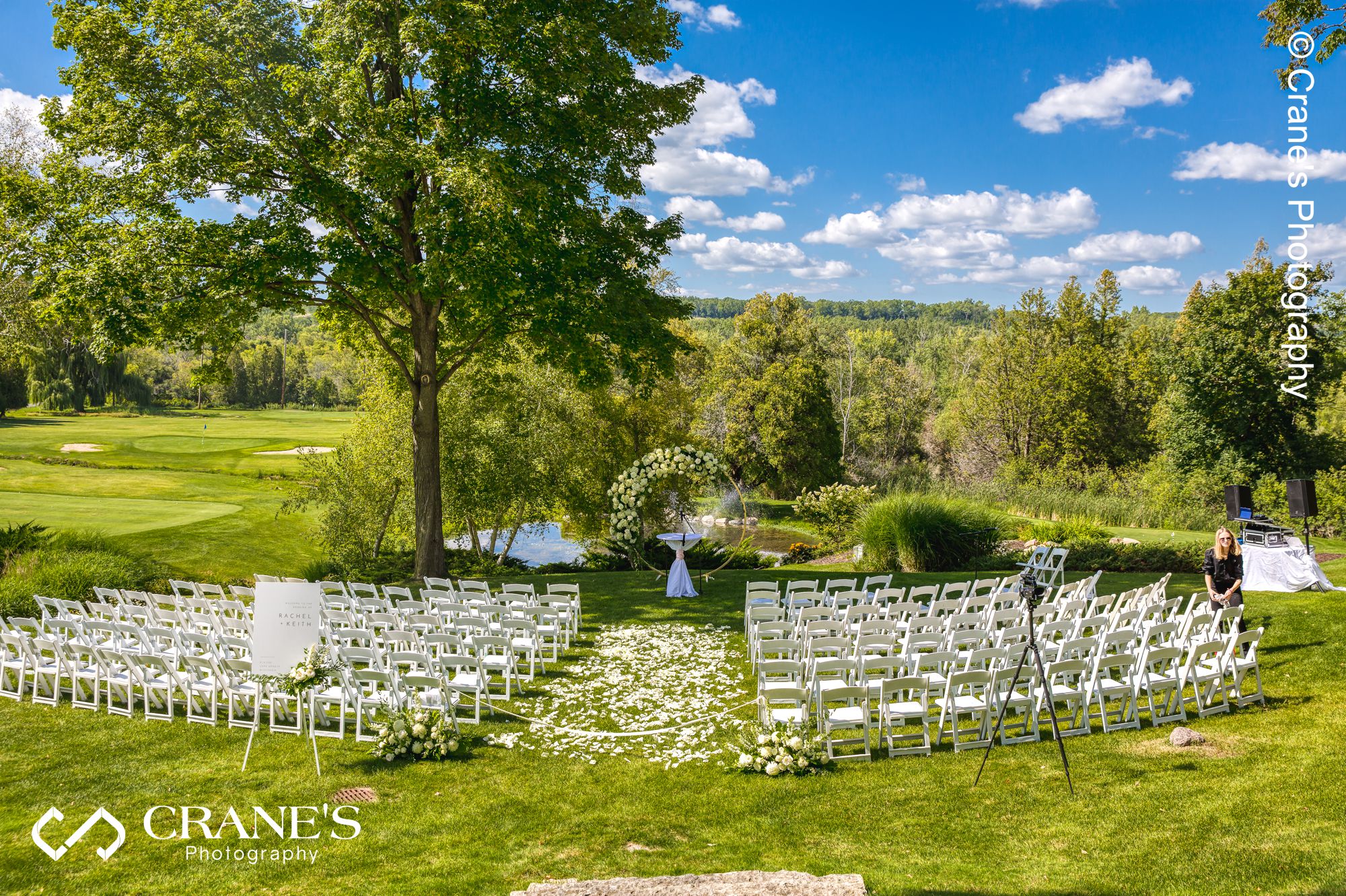 An outdoor wedding ceremony at Big Foot Country Club
