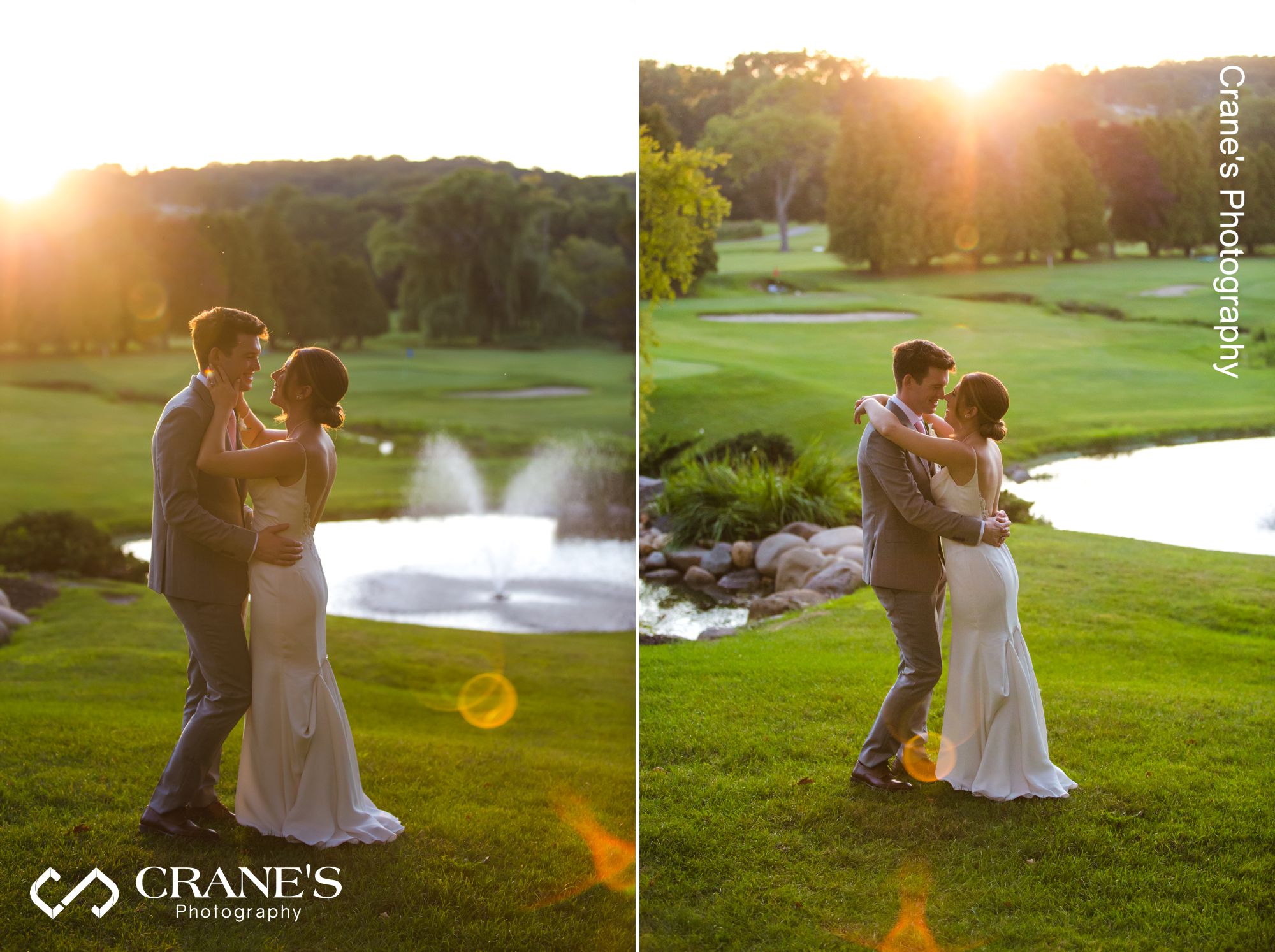Wedding portrait taken at sunset at Big Foot Country Club