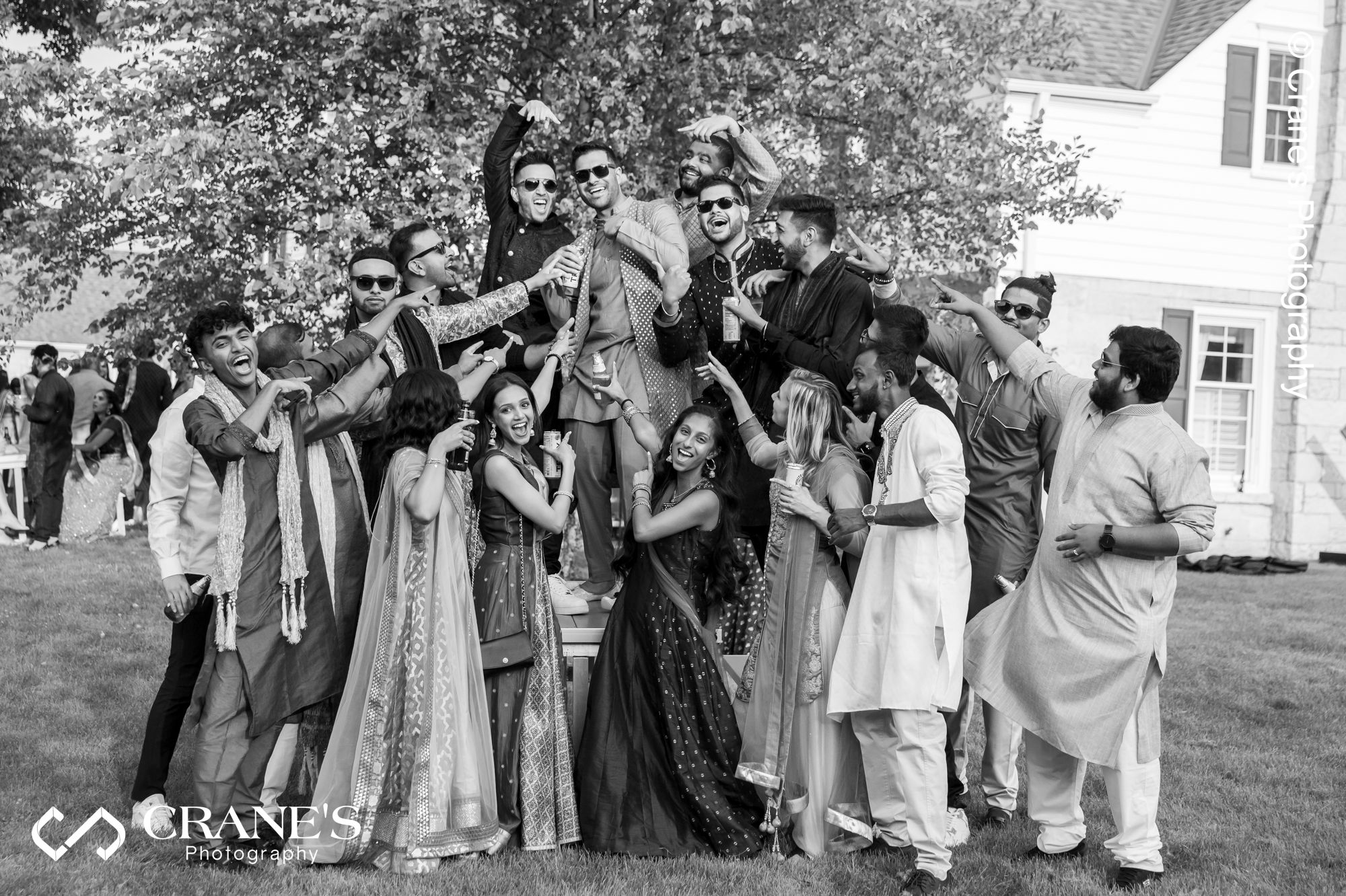 Indian groom interact with his friends during his outdoor Wedding in Chicago