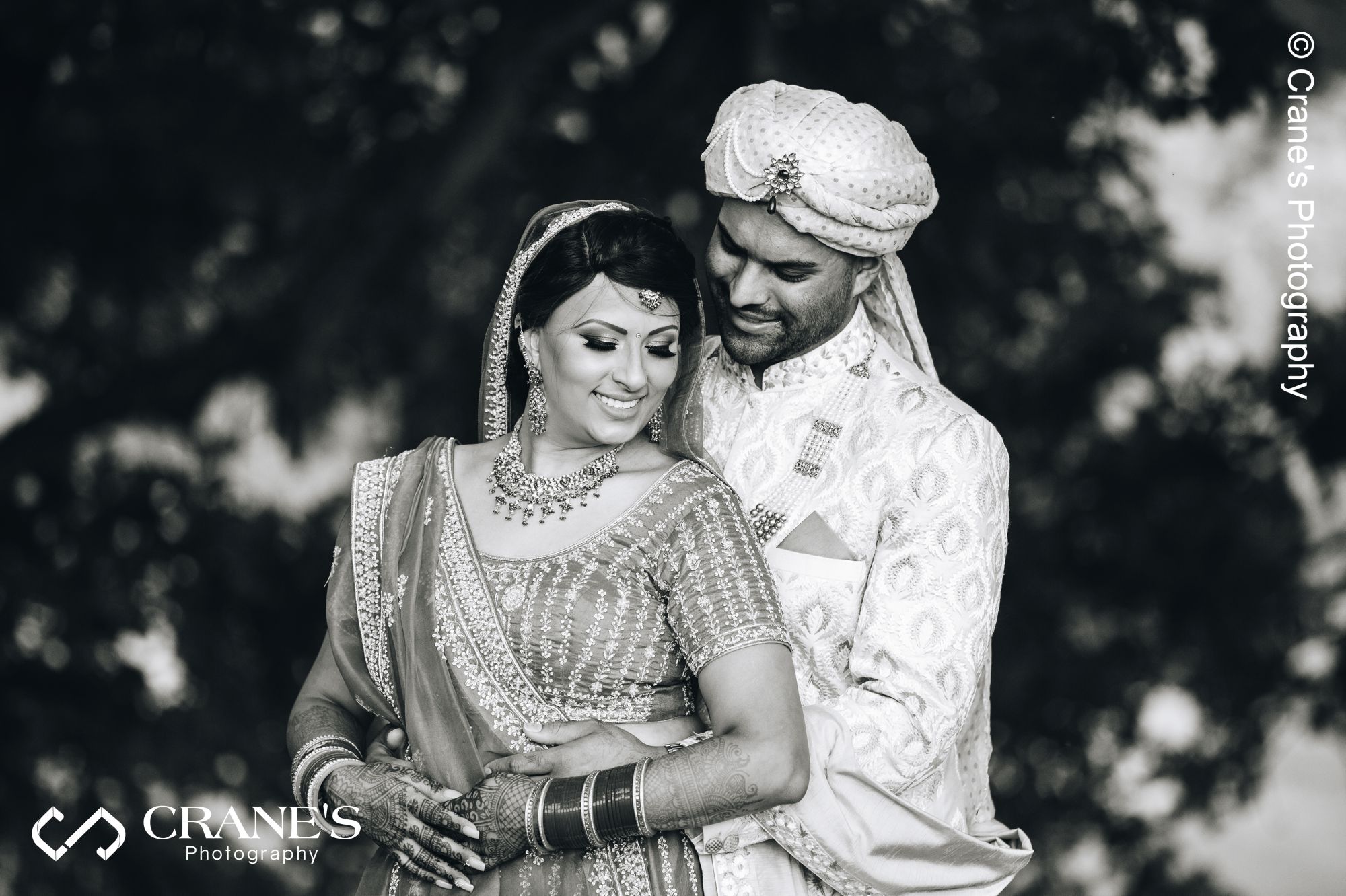 An Indian bride and groom portrait at Creek Bend Nature Center