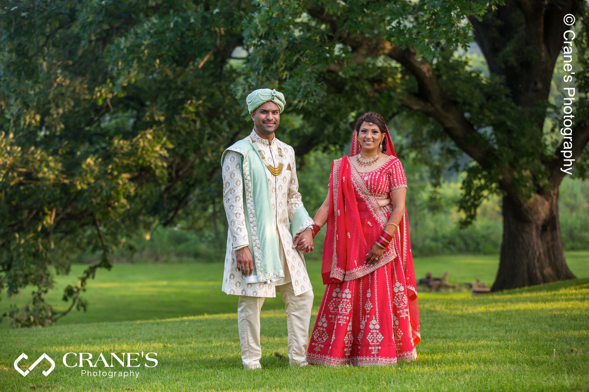 An Outdoor Indian couple portrait taken before their wedding in Chicago
