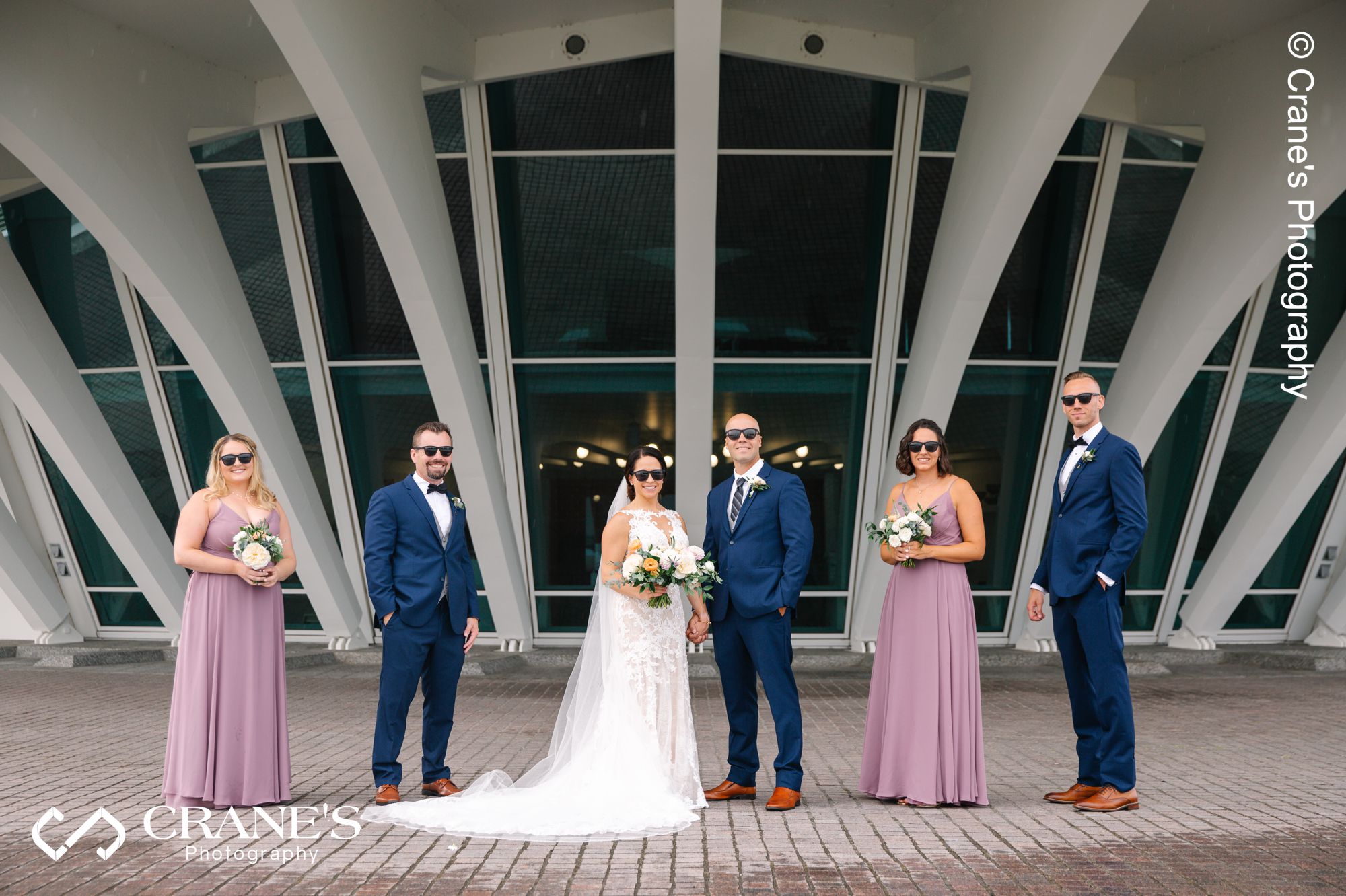 Wedding party photo at Art Museum in Downtown Milwaukee