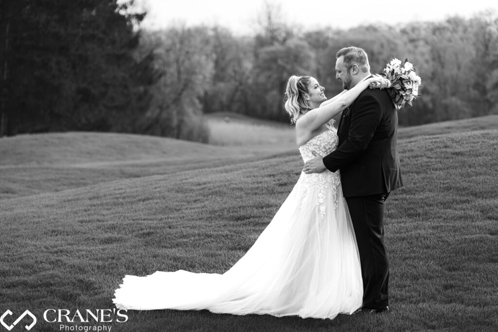 Classic black and white wedding photo at Royal Melbourne Country Club.