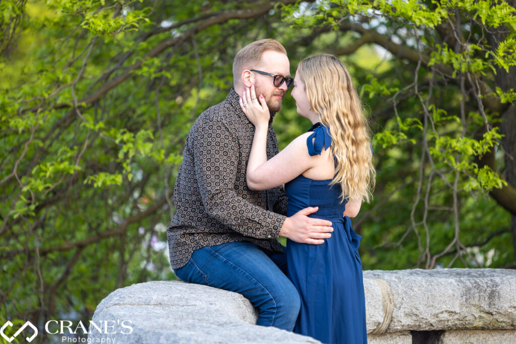 Engagement photo near Ulysses S. Grant Monument in Lincoln Park