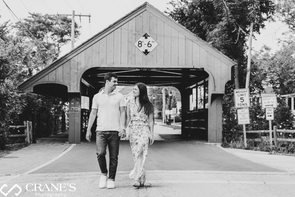 Downtown Long Grove offer setting for an engagement that can appear to be something out of a storybook.
