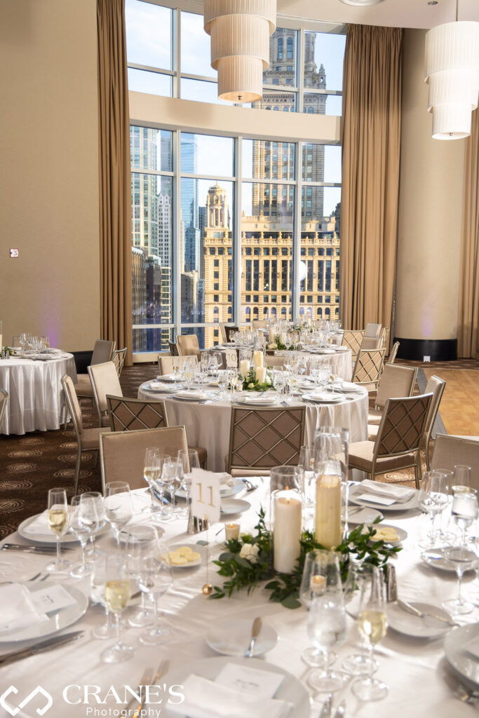 An elegant wedding reception at the Grand Ballroom at Trump Tower.