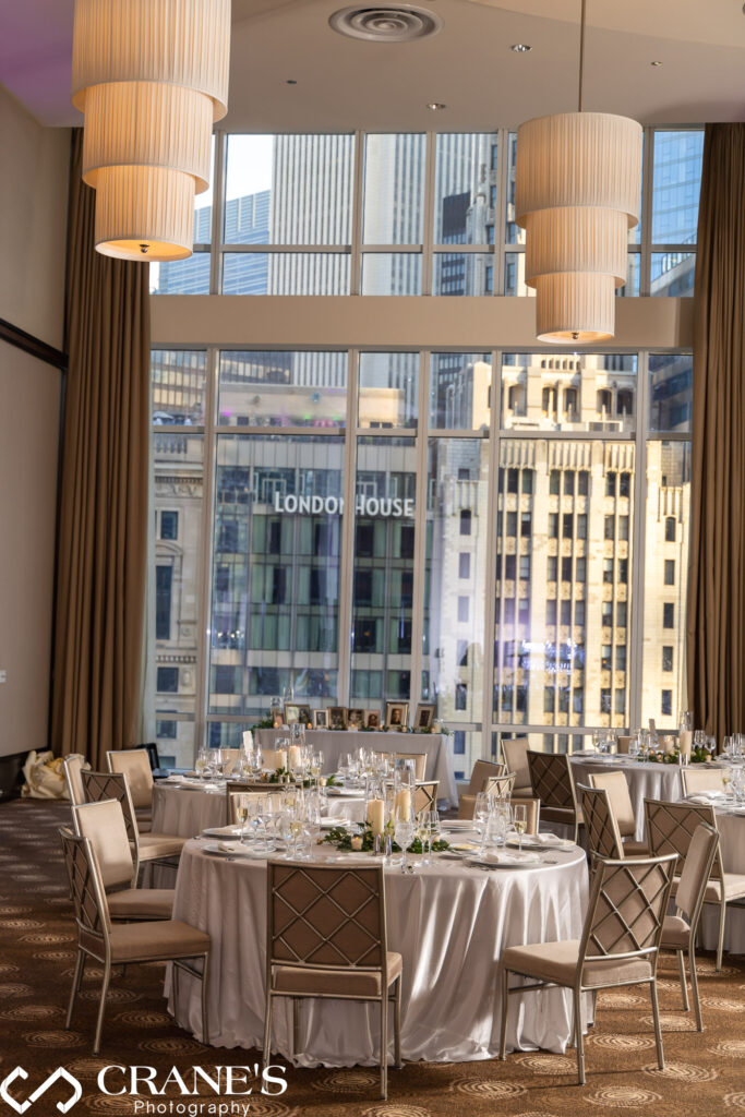 The views of the city from the Grand Ballroom at Trump Tower in Chicago are spectacular.