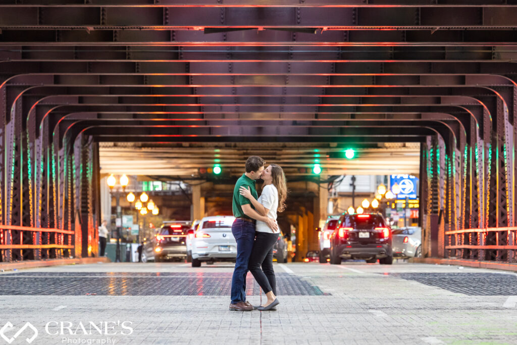 Chicago's great architecture is perfect for creative engagement photos.