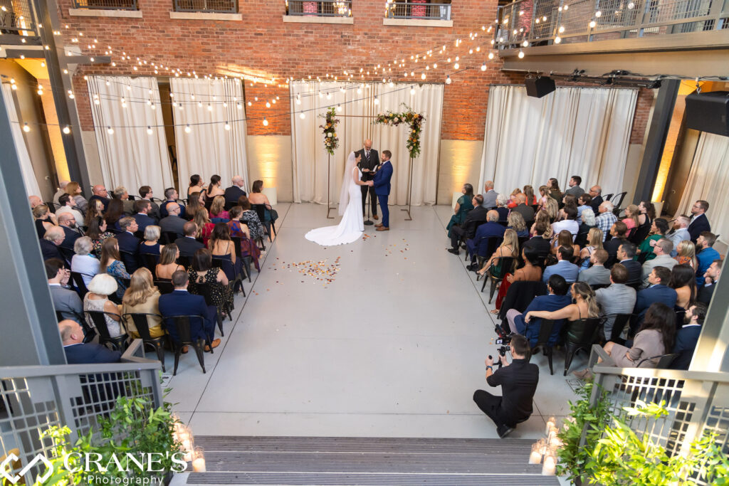 Wedding ceremony at the North Atrium at Artifact Events.