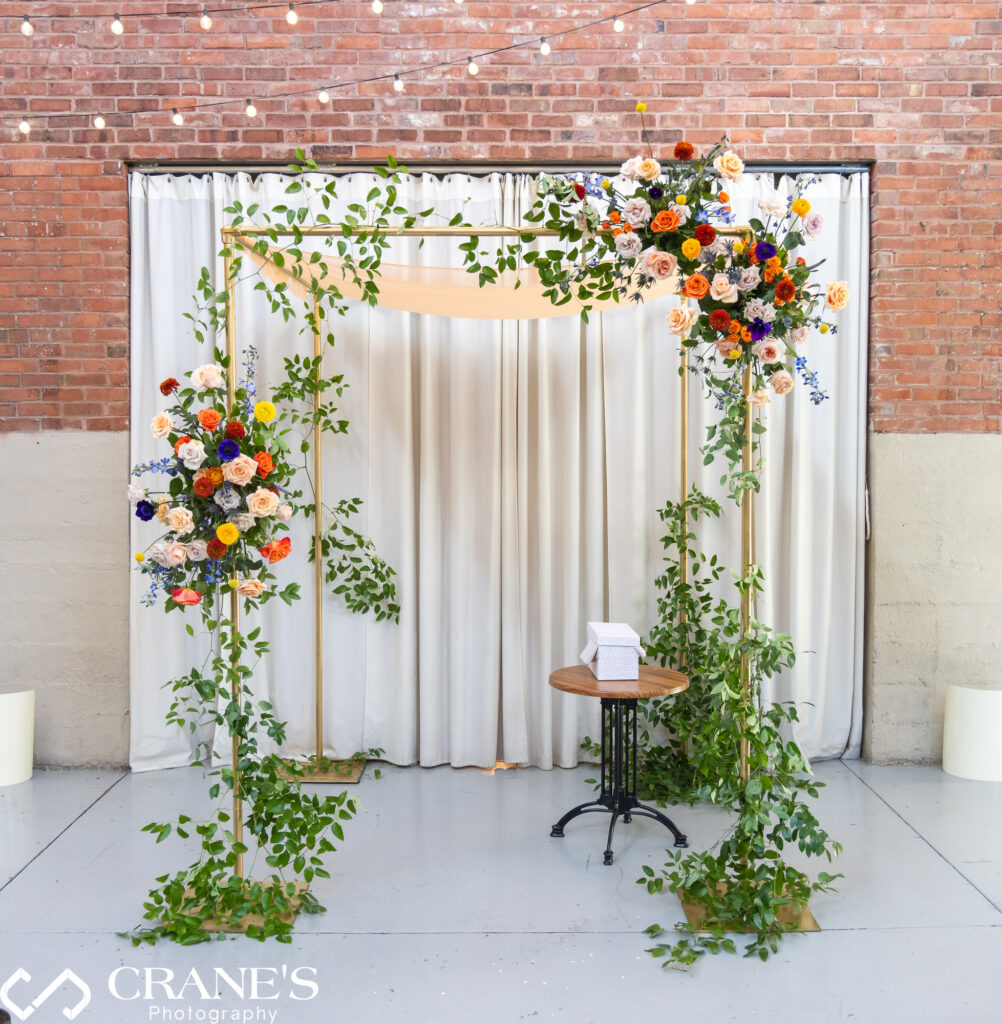 A beautiful chuppah at a wedding at Artifact Events, a symbolic structure representing the Jewish home and God's presence.