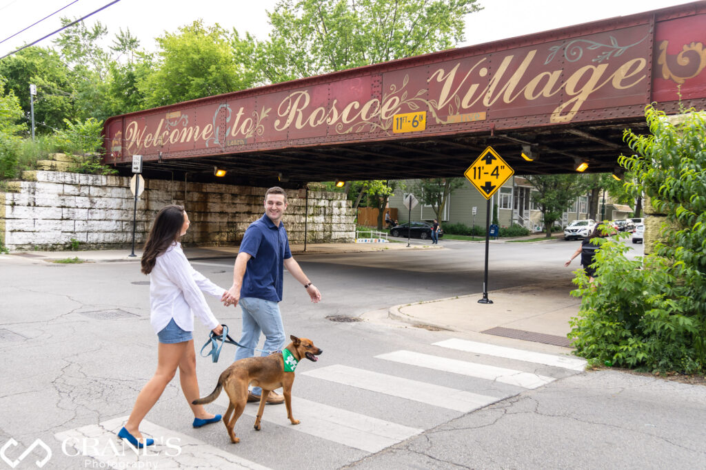 Engagement session in Roscoe Village Neighborhood in Chicago