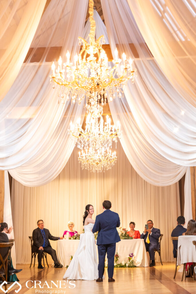 Hope and Brandon shared their first dance as husband and wife at their wedding reception at the Skyline Loft.